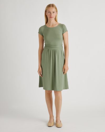 Quince Tencel Jersey Ruched Waist Dress - Green