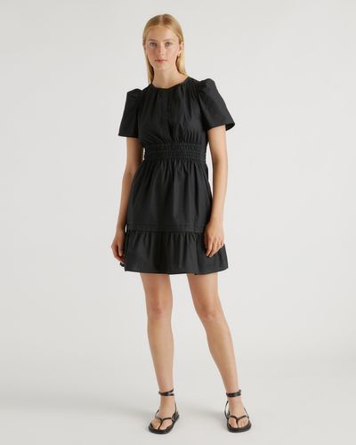 Quince Tiered Mini Dress, Organic Cotton - Black