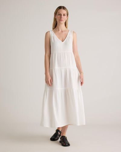 Quince Gauze Tiered Maxi Dress, Organic Cotton - Natural