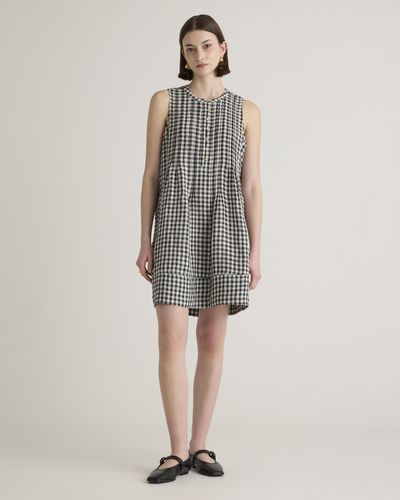 Quince 100% European Linen Sleeveless Swing Dress - Gray