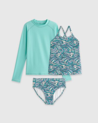 Quince Sunsafe Tank Topini Swimsuit & Rash Guard Set, Recycled Polyester - Blue