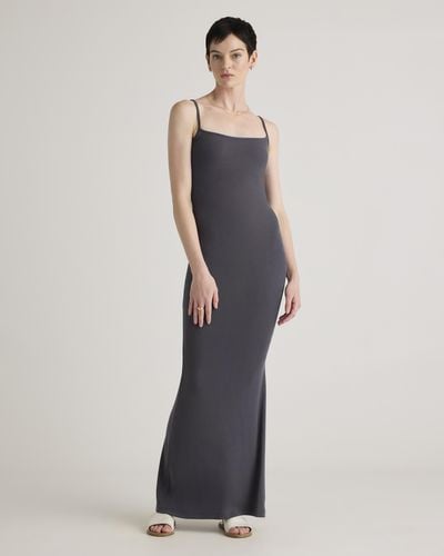 Quince Tencel Rib Knit Maxi Slip Dress, Cotton/Modal - Blue