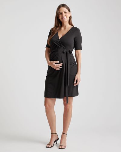 Quince Tencel Jersey Maternity & Nursing Wrap Dress - Black