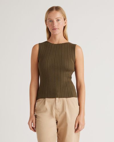 Quince Cotton Cashmere Ribbed Tank Top - Green