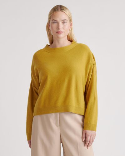 Quince Mongolian Cashmere Mock Neck Sweater - Yellow