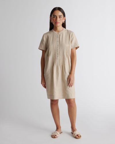 Quince 100% European Linen Short Sleeve Swing Dress - Natural