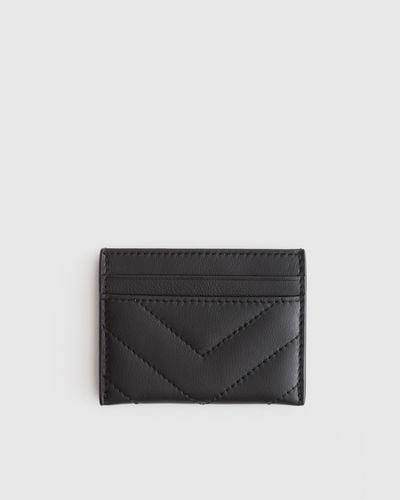 Quince Italian Leather Quilted Small Card Case - Black