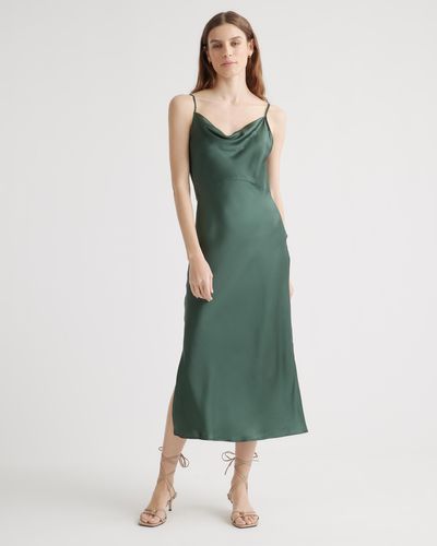 Quince Cowl Neck Slip Dress, Mulberry Silk - Green