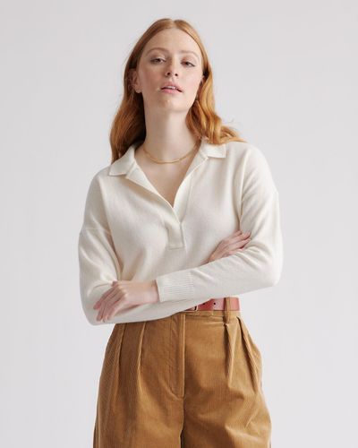 Quince Mongolian Cashmere Polo Sweater - Brown