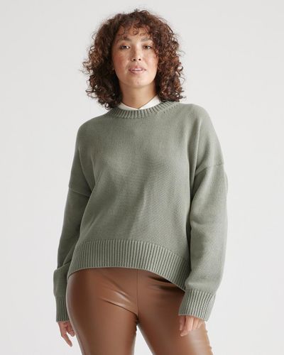 Quince Boyfriend Crew Sweater, Organic Cotton - Green