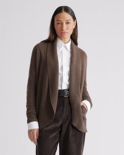 Quince Mongolian Cashmere Open Cardigan Sweater - Brown