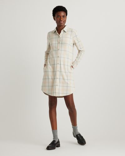 Quince Stretch Sweater Fleece Shirt Dress, Recycled Polyester - Natural