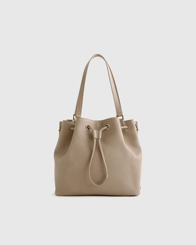 Quince Italian Leather Triple Compartment Bucket Bag - Natural