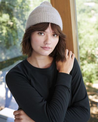 Quince Mongolian Cashmere Ribbed Beanie - Green