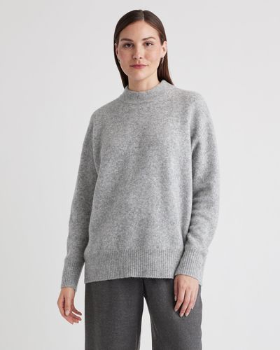 Quince Superfine Merino Wool Boucle Oversized Crewneck Sweater - Gray