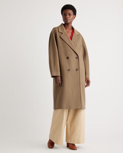 Quince Italian Wool Double-Breasted Slouch Coat - Natural
