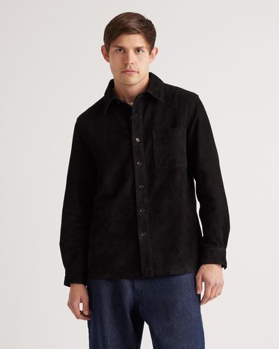 Quince 100% Suede Overshirt, Suede Leather - Black