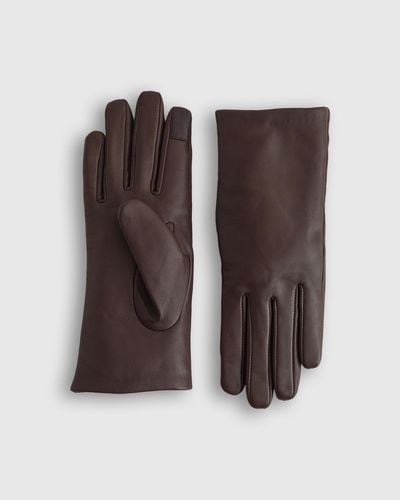 Quince Cashmere Lined Leather Gloves - Brown