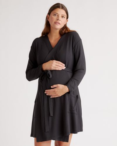 Quince French Terry Modal Maternity & Nursing Robe, Lenzing Modal - Black