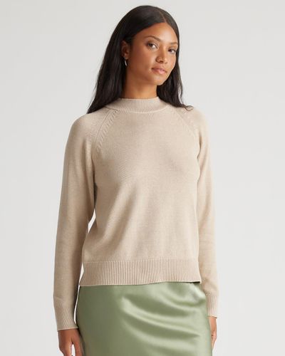 Quince Mock Neck Sweater, Organic Cotton - Green