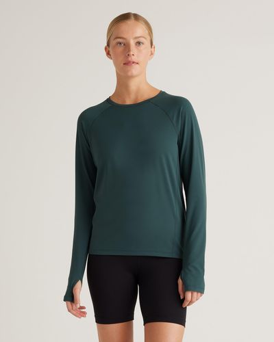 Quince Ultra-Form Long Sleeve Top, Nylon/Spandex - Green