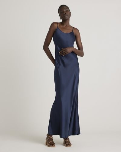 Quince Maxi Slip Dress, Mulberry Silk - Blue