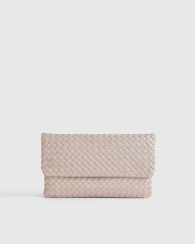 Quince Italian Leather Handwoven Convertible Clutch - Natural