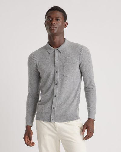 Quince Mongolian Cashmere Button Down Sweater - Gray