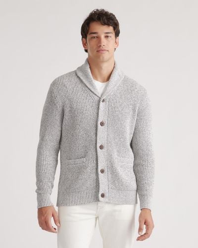 Quince Shawl-Collar Cardigan Sweater, Organic Cotton - Gray