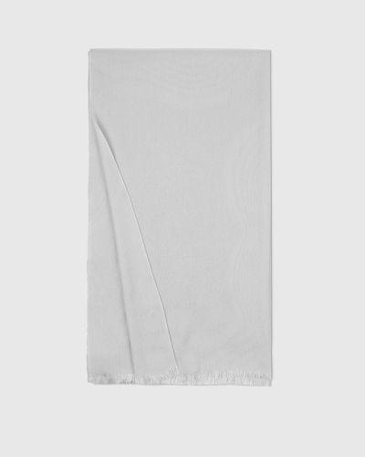 Quince Featherweight Cashmere Silk Frayed Edge Scarf - White