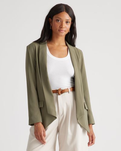 Quince Stretch Crepe Open Blazer, Recycled Polyester - Green