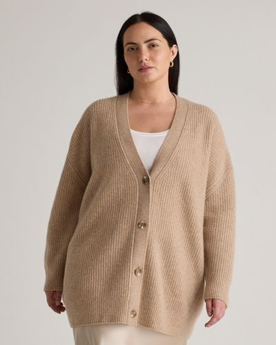 Quince Mongolian Cashmere Oversized Boyfriend Cardigan Sweater - Brown