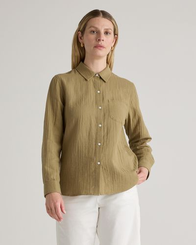Quince Gauze Long Sleeve Shirt, Organic Cotton - Green