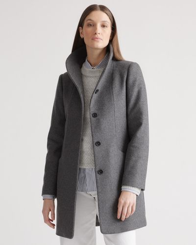 Quince Italian Wool Cocoon Coat, Wool/Nylon - Gray