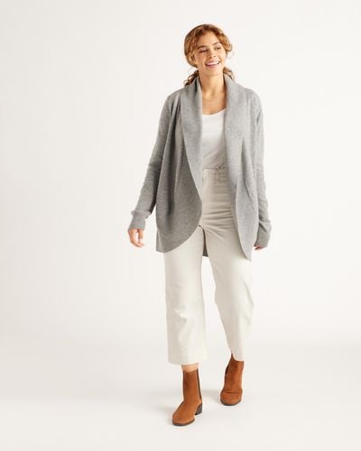 Quince Mongolian Cashmere Open Cardigan Sweater - Natural