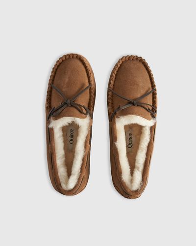 Quince Australian Shearling Moccasin Slipper, Suede Leather - Brown