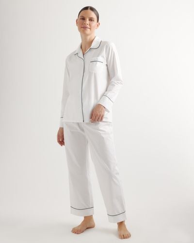Quince Pajama Set, Cotton - White