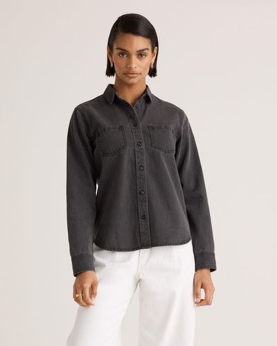 Quince Distressed Denim Shirt, Cotton - Black