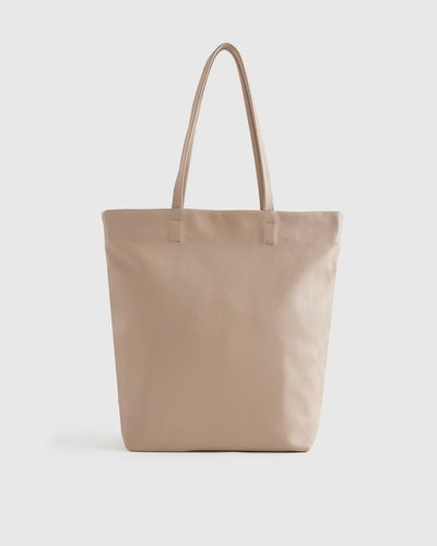 Quince Italian Leather Tall Zip Top Tote - Natural