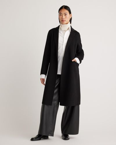 Quince 100% Mongolian Cashmere Double-Faced Wrap Coat - Black
