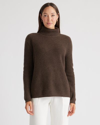 Quince Mongolian Cashmere Fisherman Turtleneck Sweater - Brown