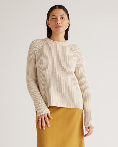 Quince Fisherman Crew Sweater, Organic Cotton - Natural