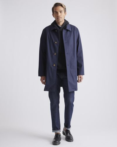 Quince Comfort Stretch Trench Coat, Organic Cotton - Blue