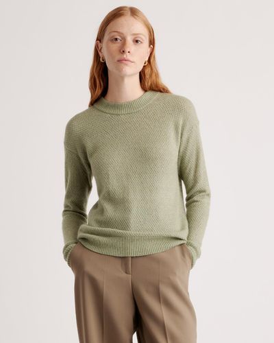 Quince Baby Alpaca-Wool Diamond Stitch Crew - Green