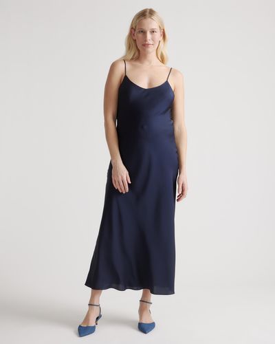 Quince Washable Stretch Silk Maternity Slip Dress - Blue