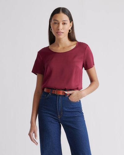 Quince Washable Stretch Silk Tee - Red