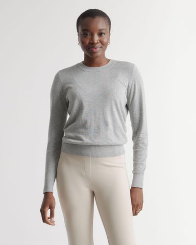 Quince Lightweight Cotton Cashmere Crew Sweater, Organic Cotton - Gray
