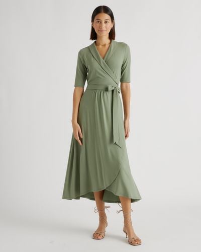 Quince Tencel Jersey Midi Wrap Dress - Green