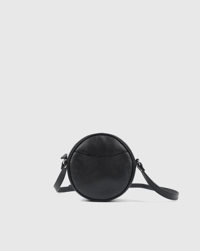 Quince Italian Leather Circle Crossbody Bag - Black