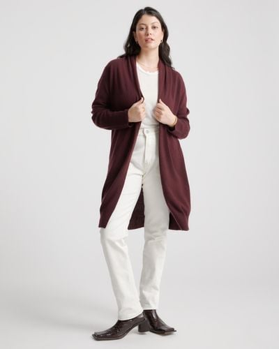 Quince Mongolian Cashmere Duster Cardigan Sweater - White